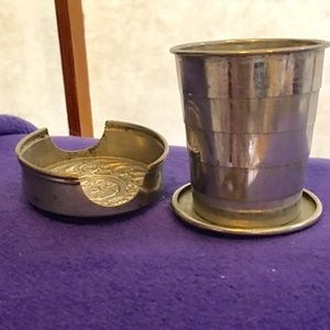 Antique Silver Plate Collapsible Portable Drinking Cup - makers mark.  Lovely.
